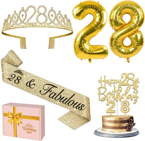 Miniatura 32 de Decoraciones doradas de 70 cumpleaños para mujer con banda y tiara de cumpleaños 70, adorno para pastel y velas, globos de números, regalos de 70