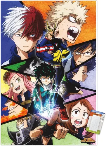 Miniatura 13 de Trends International My Hero Academia-Faces - Póster de pared de 14.725 x 22.375 pulgadas, versión con marco en color madera rústica