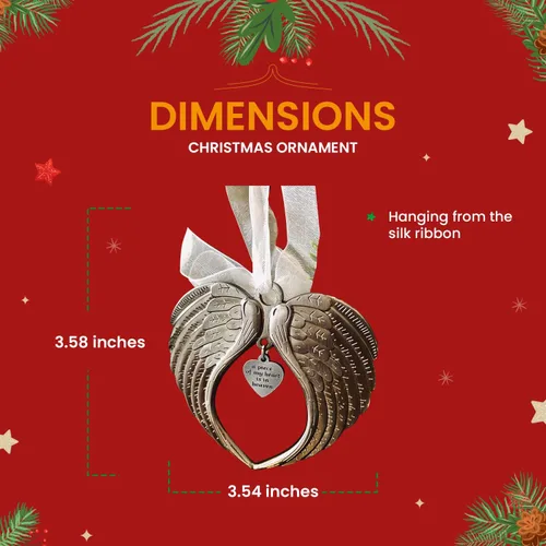 Miniatura 4 de Adornos de Navidad con alas de ángel – Un pedazo de mi corazón está en el cielo adorno para árbol de Navidad – Adorno conmemorativo de doble cara