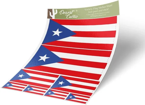 Calcomanía de la bandera del estado de Puerto Rico, paquete de 8 unidades en total con logotipo de niños, álbum de recortes, automóvil, ventana,