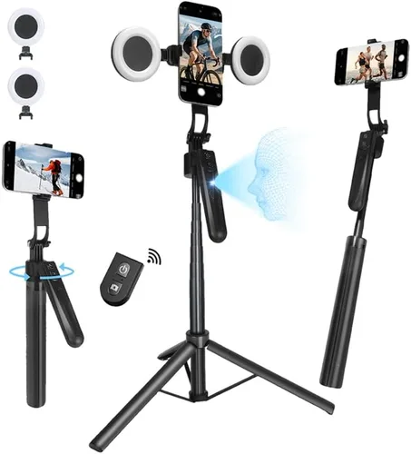 Miniatura 8 de Soporte de Trípode para Teléfono con Seguimiento Automático de Rostro Extensible, Compatible con Android/iPhone, Palos para Selfies con Rotación