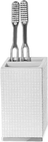 Miniatura 5 de Creative Scents Estella - Juego completo de accesorios de baño, juego de baño blanco de 4 piezas con base plateada incluye: dispensador de jabón
