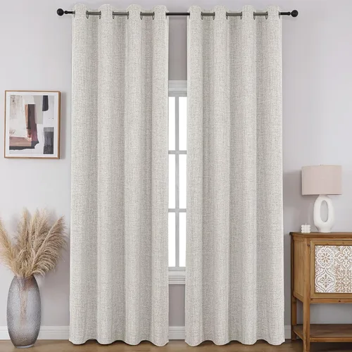 Miniatura 16 de CUCRAF - Juego de 2 paneles de cortinas de ventana con oscurecimiento total del 100%, de 54 pulgadas de largo, con aspecto de lino falso, cortinas
