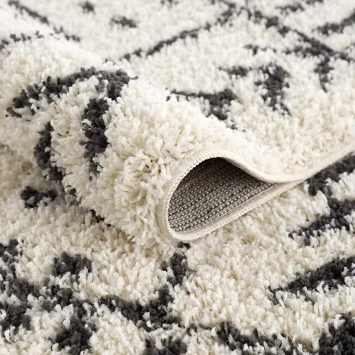 Miniatura 119 de Hauteloom, Duncans - Alfombra de estilo granja de pelo mullido para sala y dormitorio, con borlas - Beige, carbón, gris - 2 pies 7 pulgadas x 7 pies