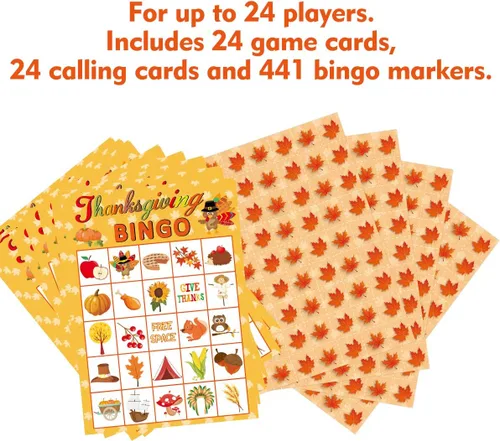 Miniatura 3 de Fancy Land Juego de bingo de Acción de Gracias, 24 jugadores para niños, suministros de manualidades para fiestas navideñas