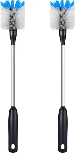 Miniatura 12 de MOSOLAN Cepillo para botellas de acero inoxidable con cabezal reemplazable, paquete de 2 cepillos de limpieza de mango largo para botellas de agua