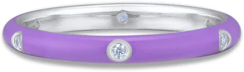 Miniatura 2 de Santuzza Anillo apilable esmaltado de plata de ley 925 con circonita cúbica, arco iris, eternidad, anillos apilables para mujer