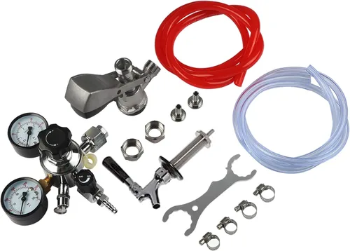 Miniatura 2 de PERA Kit de conversión de cerveza de un solo grifo, kit de Kegerator de montaje en puerta con regulador de CO2 CGA320, acoplador de barril Sankey D