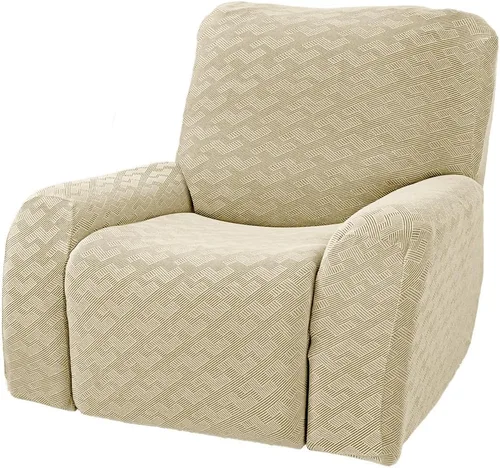 Miniatura 11 de vctops Fundas elásticas para sofá reclinable de 8 piezas, fundas de jacquard grande para sofá reclinable de 3 asientos, protector suave Blanco