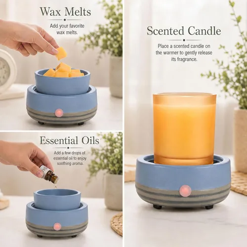 Miniatura 3 de Calentador de Cera para Velas con Temporizador, Cerámico, Eléctrico, Quemador de Cera de 4-en-1, Regulación de Temperatura, Compatible con Botella