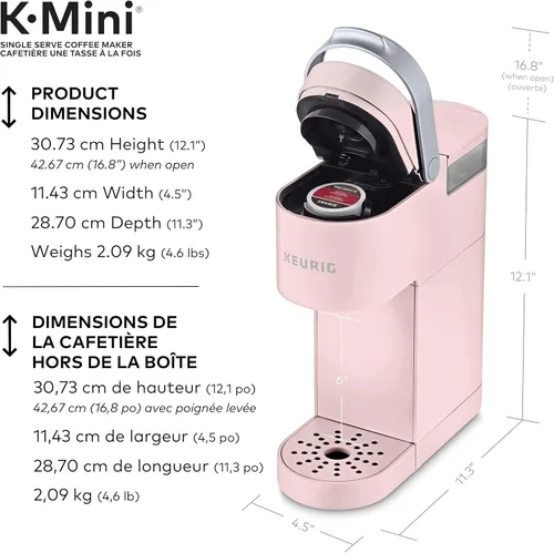 Miniatura 3 de Keurig K-Mini - Cafetera de cápsulas K-Cup de una sola porción, con un diseño ultra elegante, rosa polvoriento