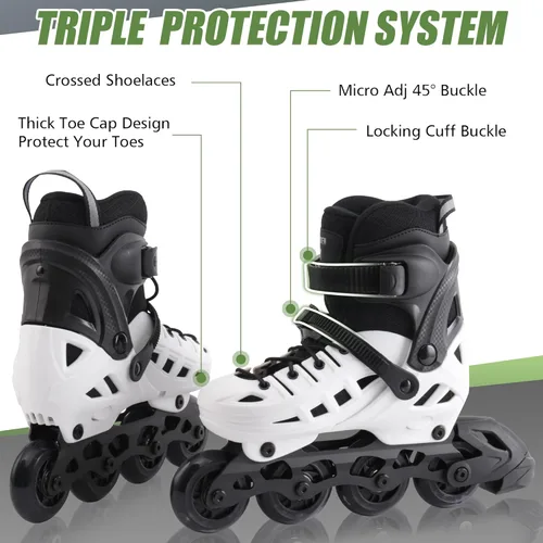 Miniatura 3 de Patines en línea para niños y niñas, 4 tamaños ajustables con ruedas en línea y ruedas completamente iluminadas para mujeres y hombres, carcasa