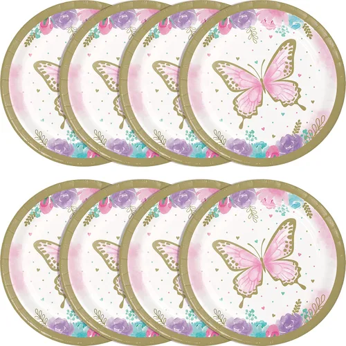 Miniatura 3 de Platos de postre de mariposa dorada, 8
