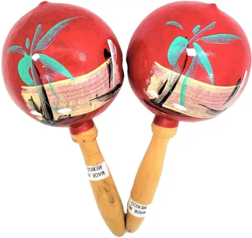 Miniatura 7 de Maracas de madera auténtica mexicana de 8 pulgadas hechas a mano (paquete de 2) (verde)