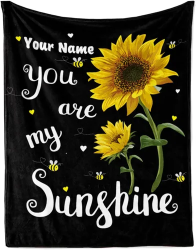Miniatura 17 de Jekeno Regalos de girasol para mujeres, mamá, manta personalizada con girasol, manta personalizada con nombre, manta de franela personalizada