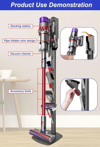 Miniatura 3 de Haturi Soporte de vacío para Dyson Gen5 V15 V12 Detect V11 V10 V8 V7 V6, soporte de vacío y soporte de almacenamiento de metal con diseño de cable