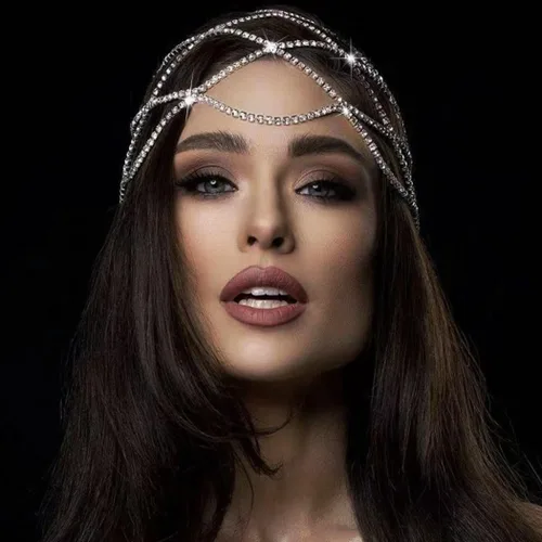 Miniatura 3 de Cadena de cabeza de diamantes de imitación de los años 20, accesorios para el cabello para mujer