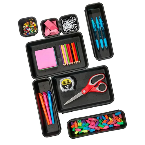 madesmart Paquete de 8 cubos entrelazados con cajones personalizables y organizador de escritorio para oficina, cocina, baño y herramientas,