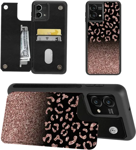 Miniatura 21 de Funda tipo cartera para Moto G Stylus 5G 2023 con soporte para tarjetas, bloqueo RFID, piel sintética, función atril, cierre magnético, funda