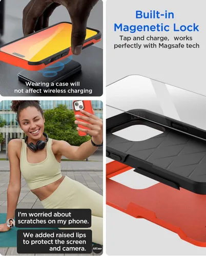 Miniatura 5 de AICase Funda para iPhone 15 Plus con protector de pantalla de vidrio + lente de cámara, resistente protección contra caídas, cuerpo completo