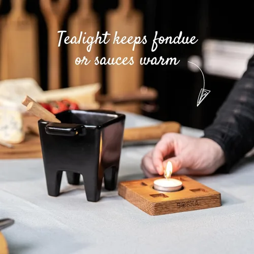 Miniatura 5 de Boska Juego de fondue de tapas con vela de té - Ideal para queso o chocolate - Olla caliente de cerámica apta para microondas - Fuente de chocolate