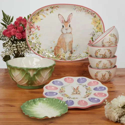 Miniatura 3 de Certified International Easter Garden - Plato llano de 10.75 pulgadas, juego de 4, multicolor, grande