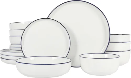 Miniatura 15 de Gibson Home Oslo - Juego de vajilla de porcelana resistente a las astillas y a los arañazos de 12 piezas, servicio para 4 – Platos y cuencos negros