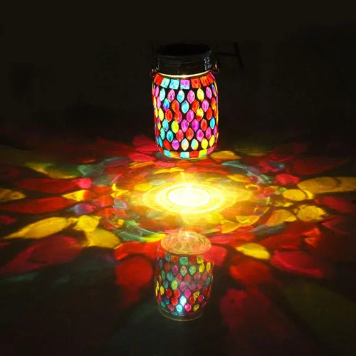 Miniatura 2 de Luces de Mosaico Linternas Colgantes de Exterior, Linternas Solares de Mosaico Recargables, Luces Nocturnas Solares Impermeables de Exterior