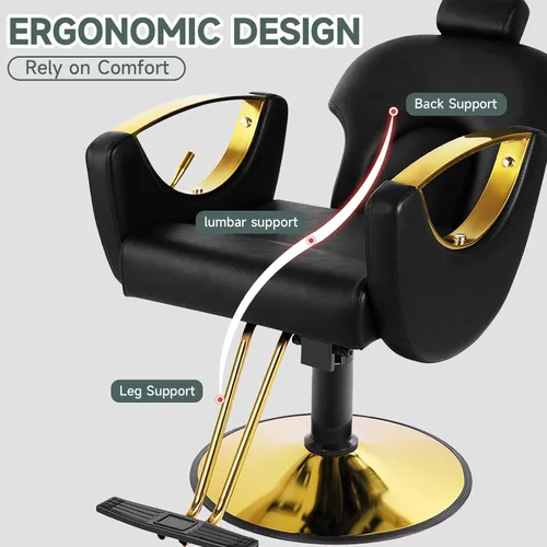 Miniatura 4 de Silla de peluquería para estilista, silla de peluquería para peinar, sillón multifunción para peluquería de brading de belleza (negro)