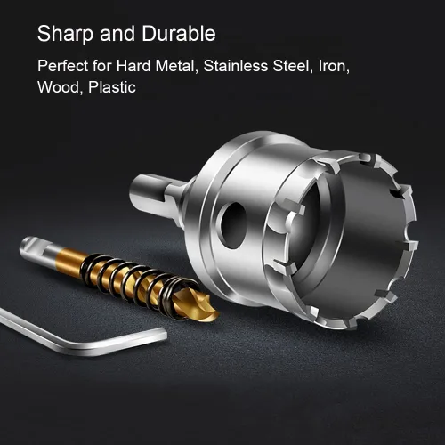 Miniatura 5 de ASNOMY Juego de 12 piezas de sierra perforadora TCT para metal duro, 5/8"-2-1/8" pulgadas con punta de carburo de tungsteno con broca piloto chapada