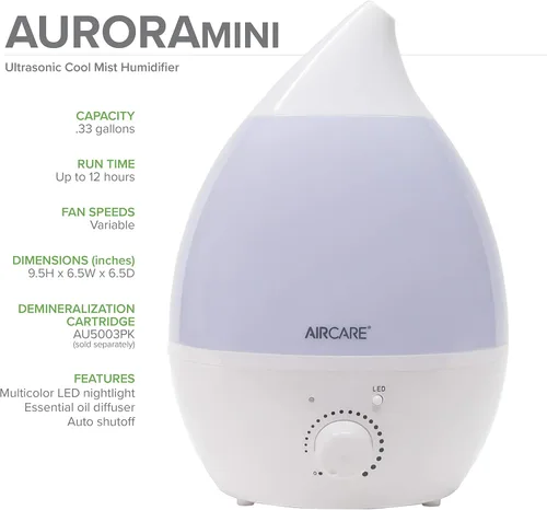 Miniatura 2 de AIRCARE Humidificador ultrasónico de niebla fría, silencioso, luz LED multicolor, difusor de aceite esencial de terapia de aroma para el hogar