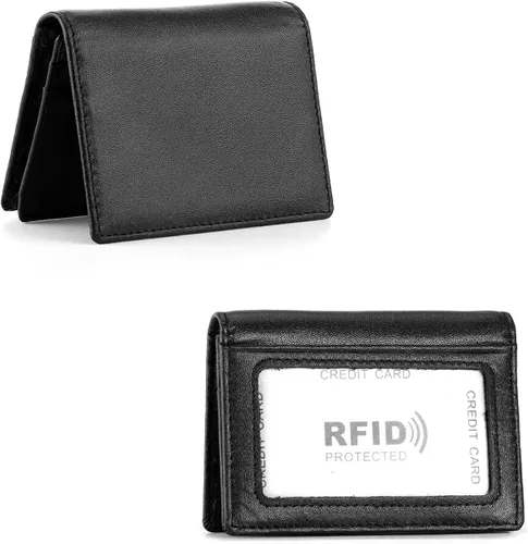 Miniatura 7 de HAWEE - Cartera de bolsillo frontal para hombre, cuero auténtico RFID