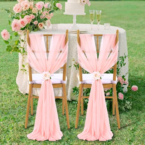 Miniatura 2 de Fanqisi 16 cintas para sillas con cintas de 8 pies de largo, cortinas de tela suave para decoración de bodas, iglesias, sillas, pasillos