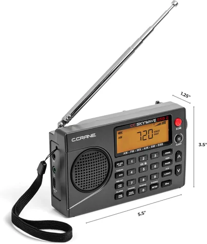 Miniatura 5 de C. Crane CC Skywave SSB 2 AM, FM, onda corta, NOAA Weather + Alert, banda de aviación VHF escaneable y bandas laterales únicas Radio portátil