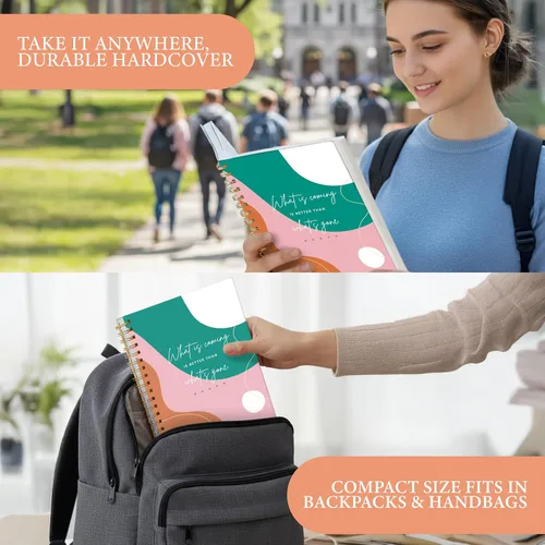 Miniatura 7 de Cuaderno de Espiral - Cuadernos Diario de Espiral de 10.25" x 7.25" con Rayado Universitario, Lindo Cuaderno Diario para Tomar Notas, Mujeres