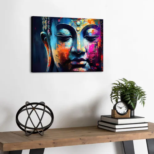 Miniatura 4 de Arte de pared abstracto de Buda para sala de estar, textura de mármol colorida, lienzo de Buda, decoración Zen de pared en rosa y azul, obras