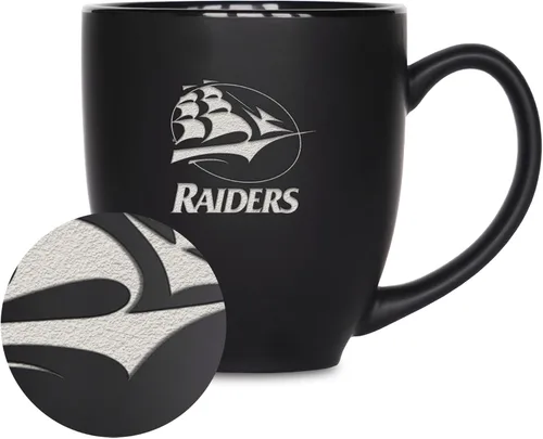 Miniatura 288 de Rico Industries - Taza de cerámica mate negra con grabado láser estándar de 15oz para NCAA (escuelas T & U) - Para bebidas calientes o frías