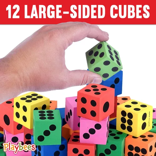 Miniatura 4 de Juego de dados grandes de espuma, paquete de 12, dados de colores para niños, ideal para aumentar las habilidades matemáticas en el aula, grandes