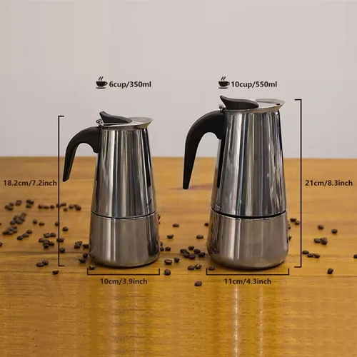 Miniatura 3 de elabo Máquina de café expreso y olla Moka para estufa de gas o cerámica eléctrica, cafetera italiana para espresso italiano, capuchino y café