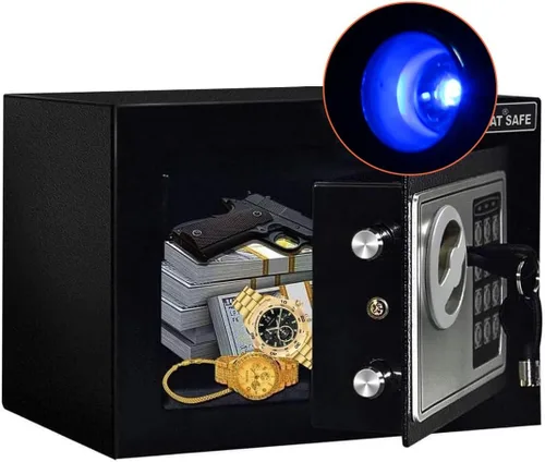 Miniatura 12 de JUGREAT Caja fuerte, caja fuerte electrónica de seguridad digital con luz de inducción, construcción de acero oculta con cerradura, diseño de Negro