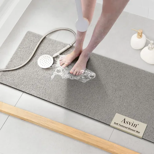 Miniatura 21 de Asvin Tapete de Baño con Textura Suave, para Ducha, Bañera, 24x16 Pulgadas, Libre de Ftalatos, Antideslizante, Tapetes Cómodos para Bañera