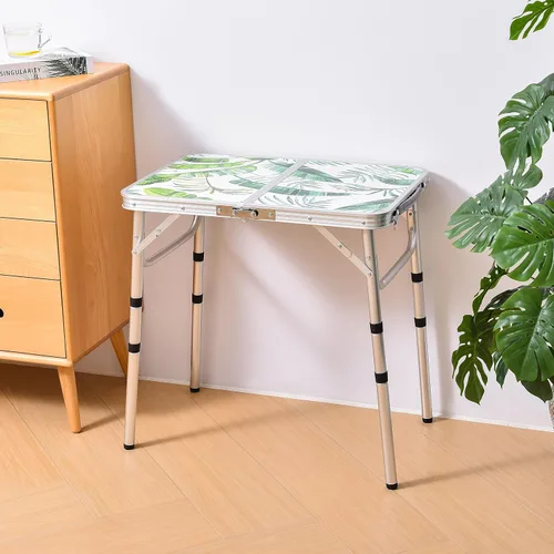 Miniatura 2 de Mesa de camping plegable de 2 pies, mesa de picnic portátil de altura ajustable, mesa de cartas pequeña, de aluminio, plegable, ligera, con asa