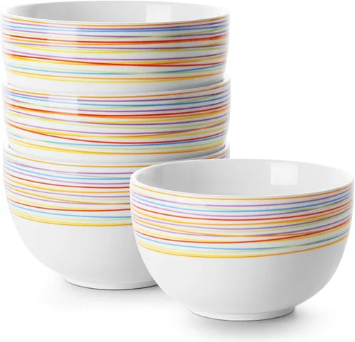 Miniatura 7 de DOWAN Tazones de sopa y cuencos de cereales de 5.8 pulgadas de profundidad, juego de 4 cuencos grandes de 30 onzas para cocina, cuencos de cerámica