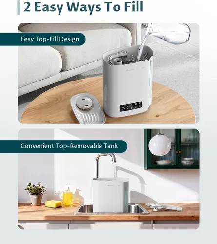 Miniatura 7 de BREEZOME - Humidificador de 6L para recámara, habitación grande y difusor de aceite esencial, humidificador ultrasónico de llenado superior y niebla