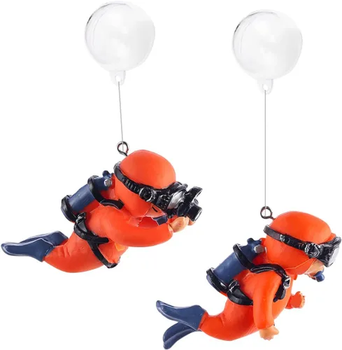 Miniatura 10 de Paquete de 2 decoraciones de pecera, lindos adornos de acuario de buceador, juguete de decoración con divertido dispositivo flotante, accesorios
