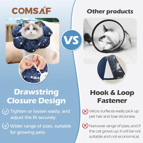 Miniatura 8 de ComSaf Collar de cono para gato, suave, protector ajustable para evitar lamer después de la cirugía, cómodo y ligero collar isabelino para gatito