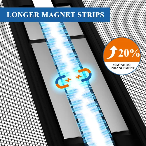 Miniatura 5 de Puerta mosquitera magnética negra, se adapta a puertas de 30'' x 80'', poliéster a prueba de arañazos, mantiene fuera a las criaturas molestas