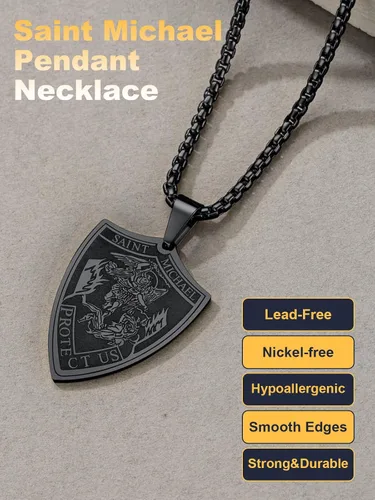 Miniatura 133 de U7 Saint Benedict/Michael Medal Necklace, 316L Stainless Steel Virgin Mary Necklace for Men Women, Bible Verse Protection Necklace Catholic