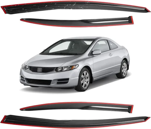 Miniatura 69 de Viseras para ventanas para Mazda 3 Sedán 4 puertas 2004 2005 2006 2007 2008 2009 estilo JDM Mugen, deflector de viento, protector solar y de lluvia
