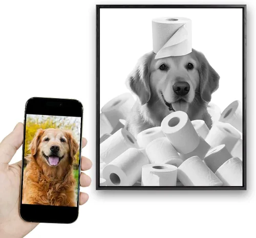 Miniatura 27 de Fotos personalizadas de mascotas en lienzo para pared Arte de baño personalizado Lindo perro gato en bañera Impresiones, divertidos animales Foto